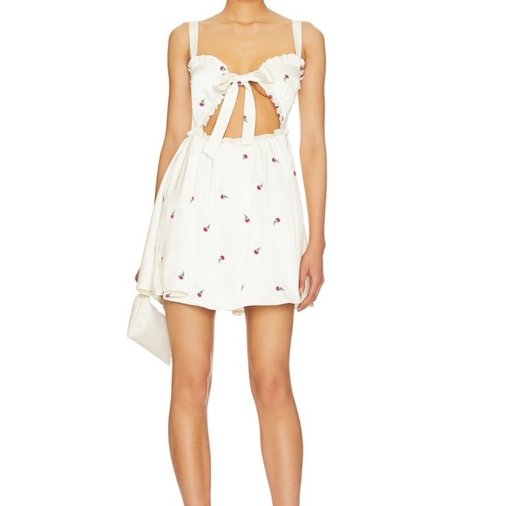 MAJORELLE - Eden Mini Dress Ivory & Pink Floral XS NWOT Revolve